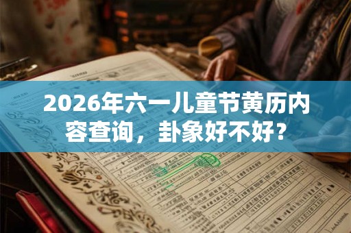 2026年六一儿童节黄历内容查询,卦象好不好? 2026年六一儿童节黄历内容查询,卦象好不好?
