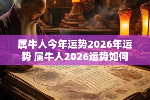 属牛人今年运势2026年运势 属牛人2026运势如何