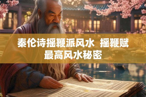 秦伦诗摇鞭派风水  摇鞭赋最高风水秘密