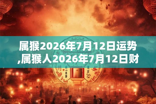 属猴2026年7月12日运势,属猴人2026年7月12日财运,生肖猴2026年7月12日运势