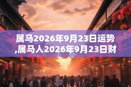 属马2026年9月23日运势,属马人2026年9月23日财运,生肖马2026年9月23日运势