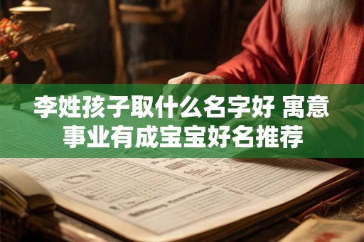 李姓孩子取什么名字好 寓意事业有成宝宝好名推荐