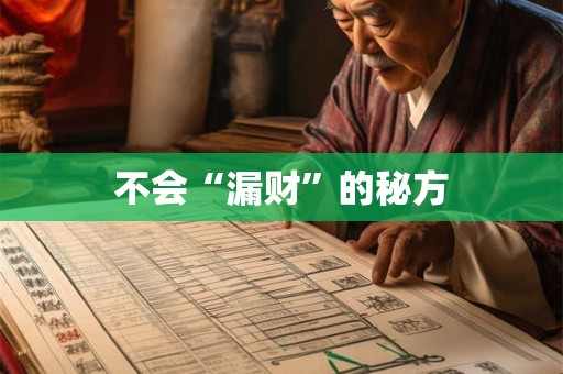 不会“漏财”的秘方