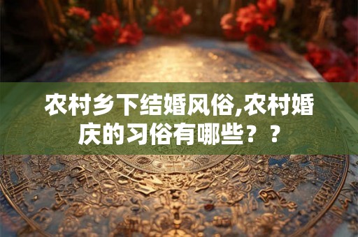 农村乡下结婚风俗,农村婚庆的习俗有哪些？？