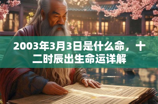 2003年3月3日是什么命，十二时辰出生命运详解