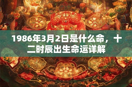1986年3月2日是什么命,十二时辰出生命运详解 1986年3月2日是什么命,十二时辰出生命运详解
