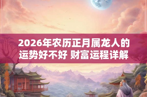 2026年农历正月属龙人的运势好不好 财富运程详解