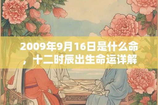 2009年9月16日是什么命，十二时辰出生命运详解