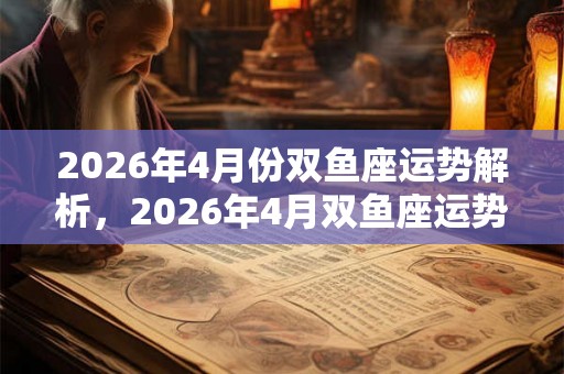 2026年4月份双鱼座运势解析，2026年4月双鱼座运势好不好？