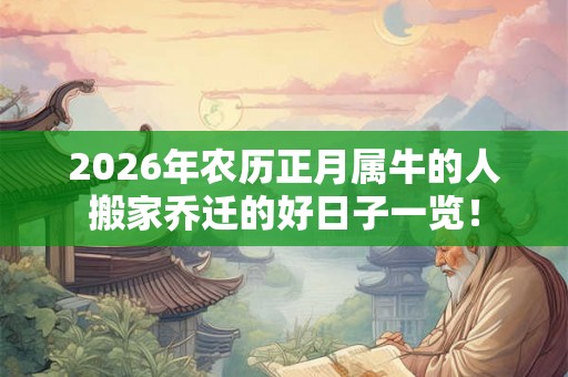 2026年农历正月属牛的人搬家乔迁的好日子一览！