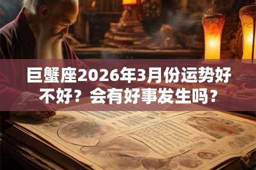 巨蟹座2026年3月份运势好不好？会有好事发生吗？