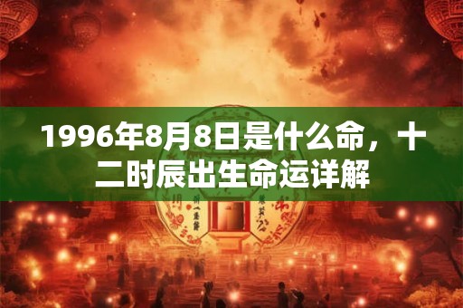 1996年8月8日是什么命，十二时辰出生命运详解