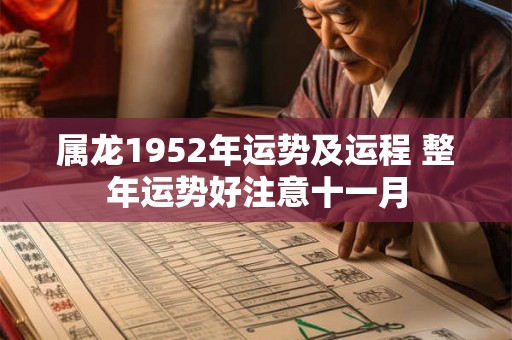 属龙1952年运势及运程 整年运势好注意十一月