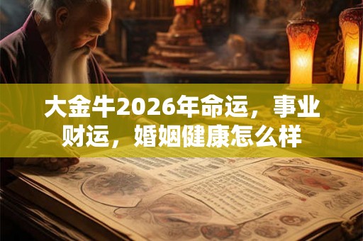 大金牛2026年命运，事业财运，婚姻健康怎么样