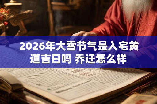 2026年大雪节气是入宅黄道吉日吗 乔迁怎么样