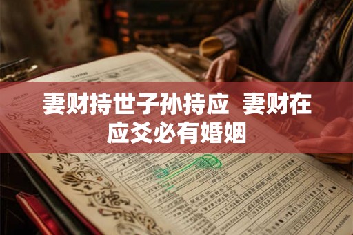 妻财持世子孙持应  妻财在应爻必有婚姻