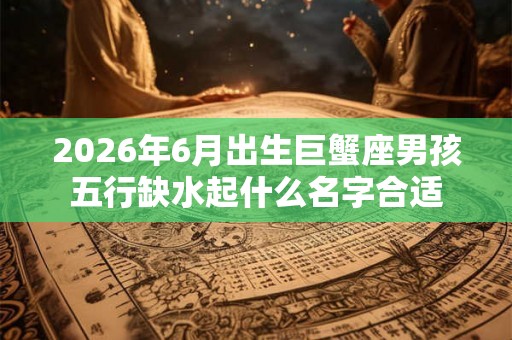 2026年6月出生巨蟹座男孩五行缺水起什么名字合适