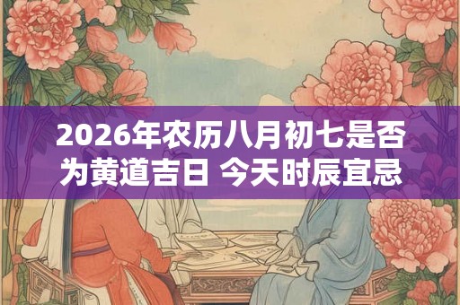 2026年农历八月初七是否为黄道吉日 今天时辰宜忌吉凶