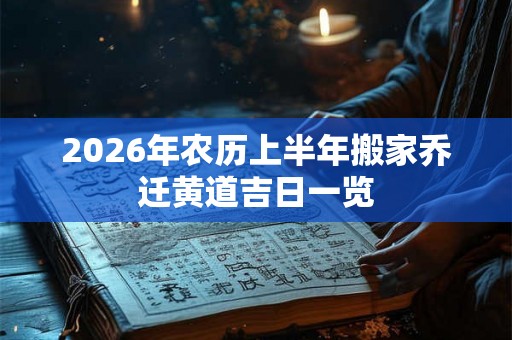 2026年农历上半年搬家乔迁黄道吉日一览