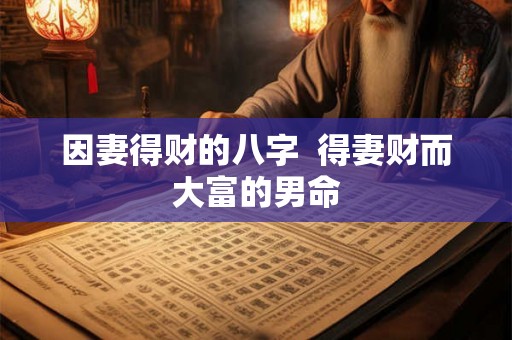 因妻得财的八字  得妻财而大富的男命