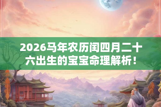 2026马年农历闰四月二十六出生的宝宝命理解析！