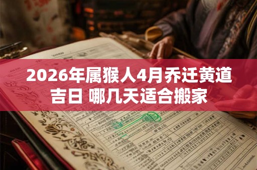 2026年属猴人4月乔迁黄道吉日 哪几天适合搬家