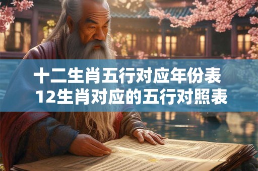 十二生肖五行对应年份表  12生肖对应的五行对照表