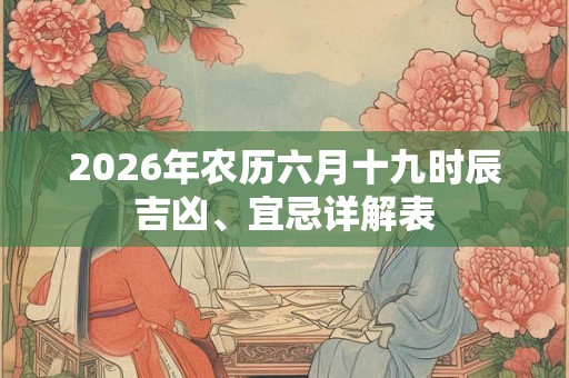 2026年农历六月十九时辰吉凶、宜忌详解表