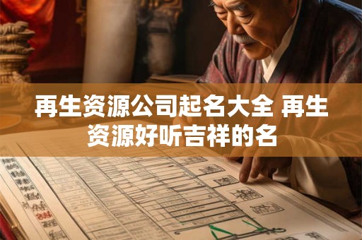 再生资源公司起名大全 再生资源好听吉祥的名