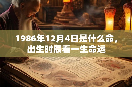 1986年12月4日是什么命，出生时辰看一生命运