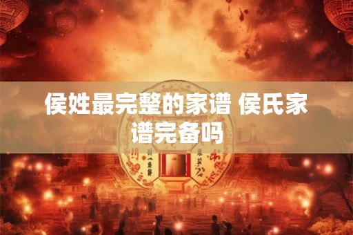 侯姓最完整的家谱 侯氏家谱完备吗