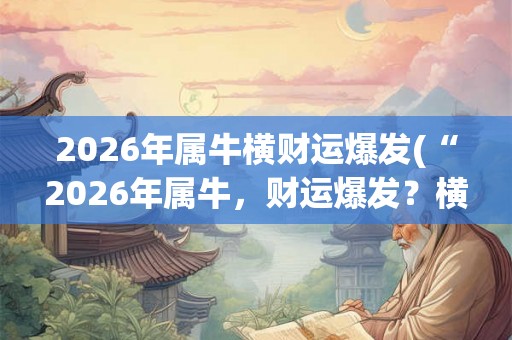 2026年属牛横财运爆发(“2026年属牛，财运爆发？横财是否真的如预测所说？”)