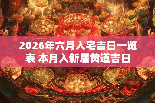 2026年六月入宅吉日一览表 本月入新居黄道吉日
