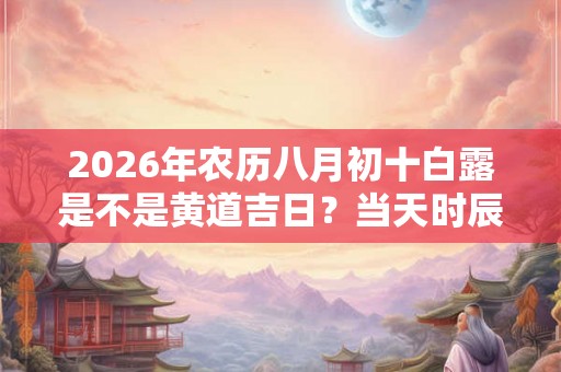 2026年农历八月初十白露是不是黄道吉日？当天时辰吉凶如何？