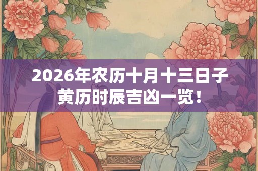 2026年农历十月十三日子黄历时辰吉凶一览！