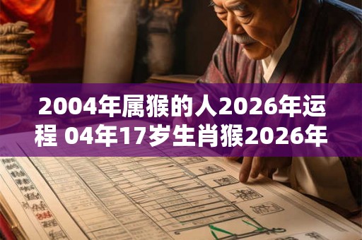 2004年属猴的人2026年运程 04年17岁生肖猴2026年运势 2004年属猴的人2026年运程 04年17岁生肖猴2026年运势