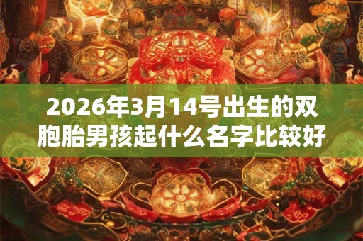 2026年3月14号出生的双胞胎男孩起什么名字比较好，五行属什么