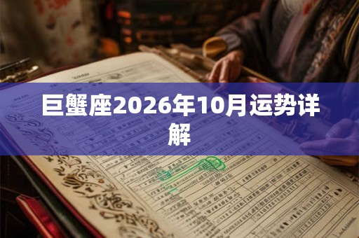 巨蟹座2026年10月运势详解