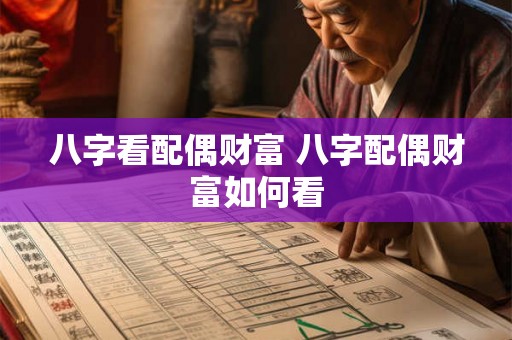 八字看配偶财富 八字配偶财富如何看