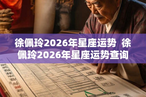 徐佩玲2026年星座运势  徐佩玲2026年星座运势查询