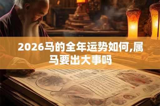 2026马的全年运势如何,属马要出大事吗