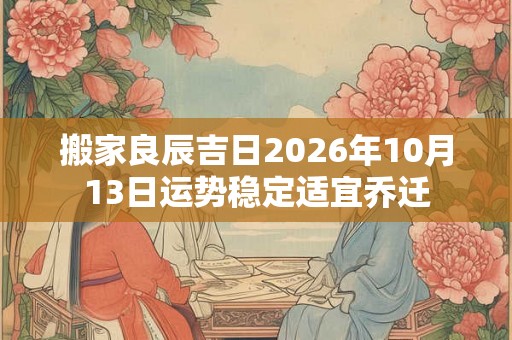 搬家良辰吉日2026年10月13日运势稳定适宜乔迁