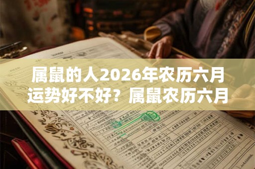属鼠的人2026年农历六月运势好不好？属鼠农历六月出生好吗？