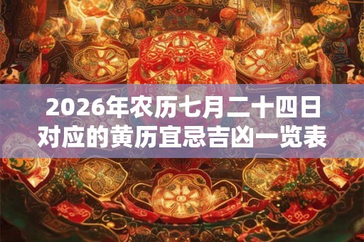 2026年农历七月二十四日对应的黄历宜忌吉凶一览表