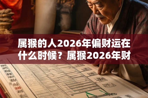 属猴的人2026年偏财运在什么时候？属猴2026年财运方位？