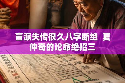 盲派失传很久八字断绝  夏仲奇的论命绝招三