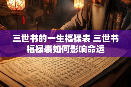 三世书的一生福禄表 三世书福禄表如何影响命运