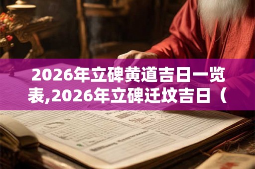 2026年立碑黄道吉日一览表,2026年立碑迁坟吉日（80天）
