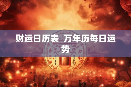 财运日历表  万年历每日运势
