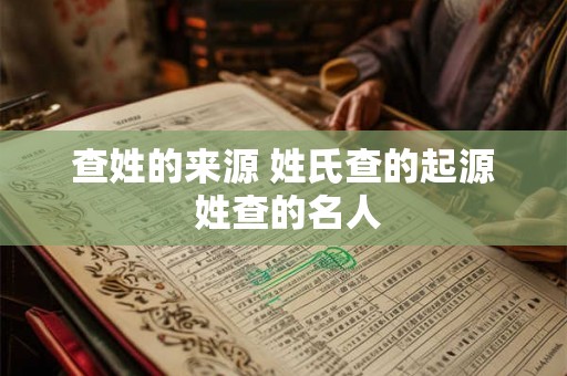 查姓的来源 姓氏查的起源 姓查的名人 查姓的来源 姓氏查的起源 姓查的名人